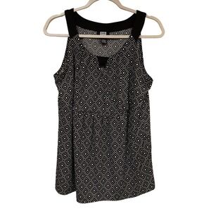 Studio 1940 Sleeveless Tank Top Black White Plus 14W 16W Geometric Print Blouse